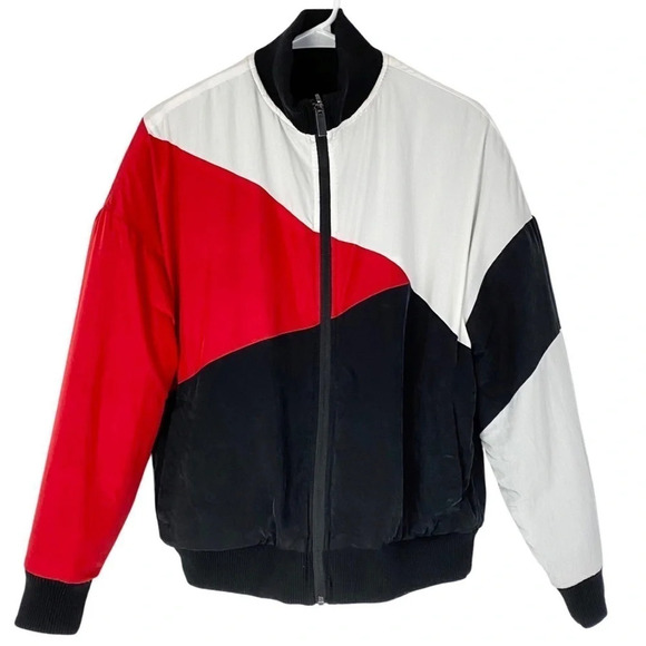 Alala Arcs Reversible Sherpa Bomber Jacket Womens Size XS Black Red White Retro - Picture 6 of 16